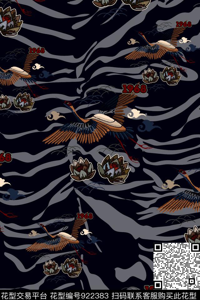 仙鹤富贵花大牌风数码印花华亿平台下载（图片编号: 922383） - 瓦栏（Walan）
