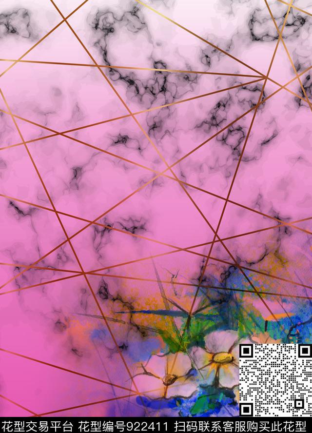 定位花渐变花卉数码印花华亿平台下载（图片编号: 922411） - 瓦栏（Walan）