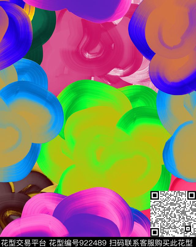 手绘花卉金属创意数码印花华亿平台下载（图片编号: 922489） - 瓦栏（Walan）