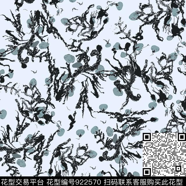 风格化花卉素雅线条数码印花华亿平台下载（图片编号: 922570） - 瓦栏（Walan）