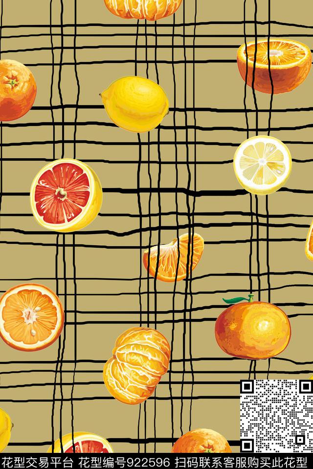 格子水果黑白条纹数码印花华亿平台下载（图片编号: 922596） - 瓦栏（Walan）