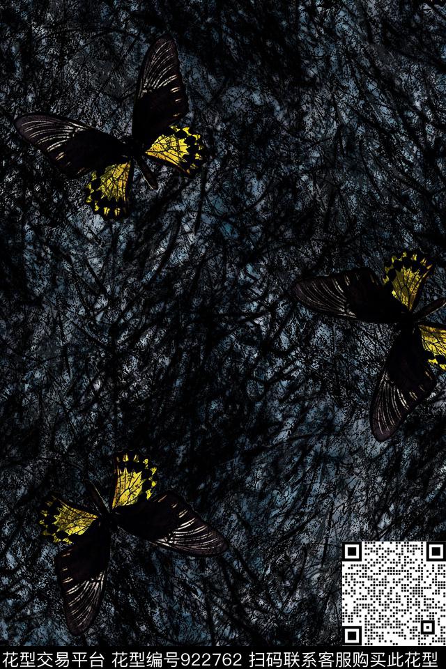蝴蝶复古肌理数码印花华亿平台下载（图片编号: 922762） - 瓦栏（Walan）