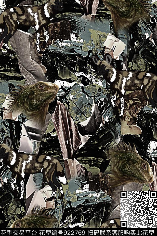蜥蜴潮牌复古数码印花华亿平台下载（图片编号: 922769） - 瓦栏（Walan）