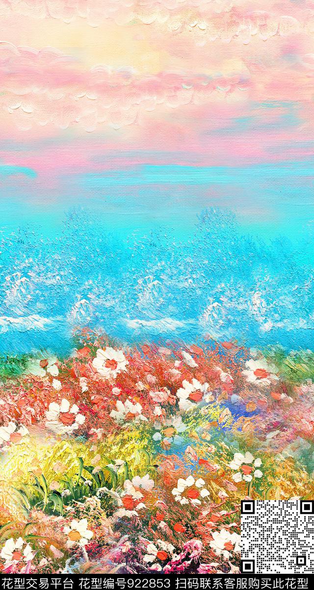 花卉定位花大牌风数码印花华亿平台下载（图片编号: 922853） - 瓦栏（Walan）