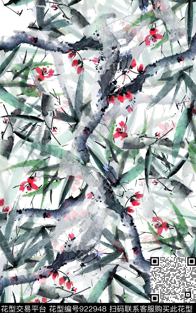 花卉民族风复古数码印花华亿平台下载（图片编号: 922948） - 瓦栏（Walan）