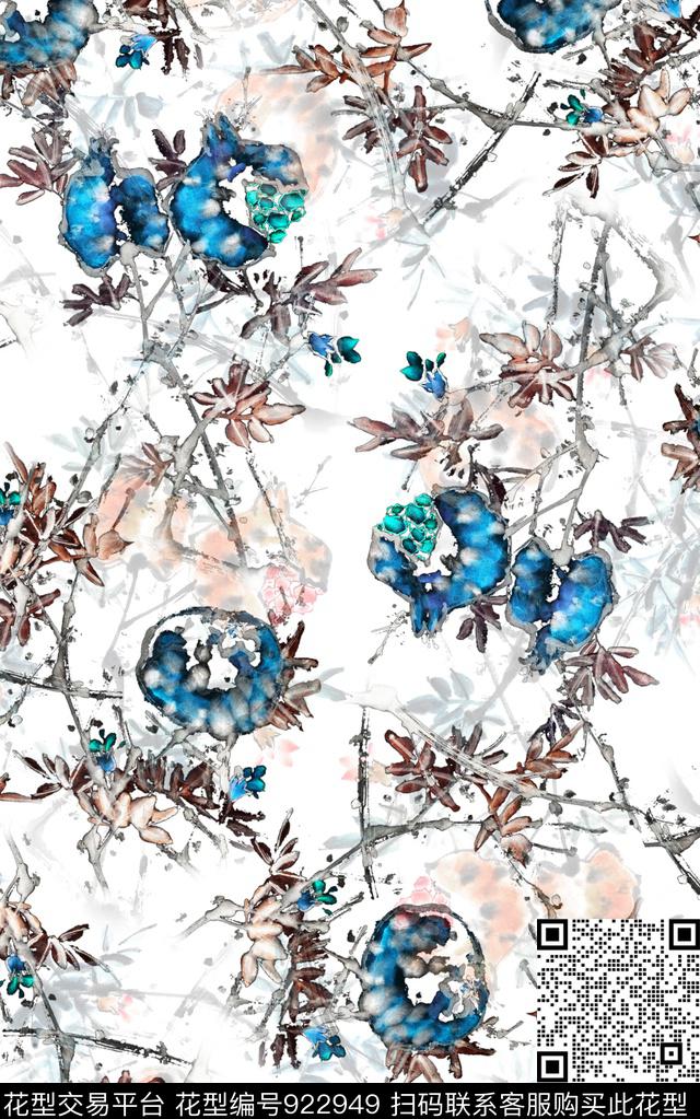 花卉民族风复古数码印花华亿平台下载（图片编号: 922949） - 瓦栏（Walan）