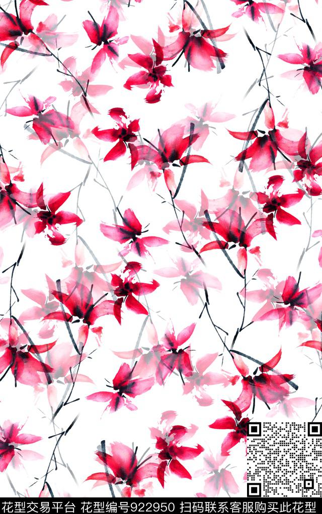 花卉民族风复古数码印花华亿平台下载（图片编号: 922950） - 瓦栏（Walan）
