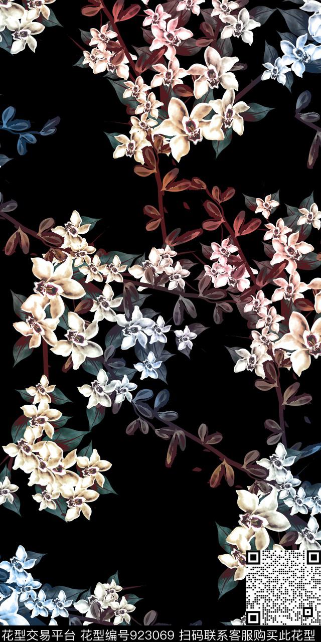 数码华亿平台花卉大牌风数码印花华亿平台下载（图片编号: 923069） - 瓦栏（Walan）