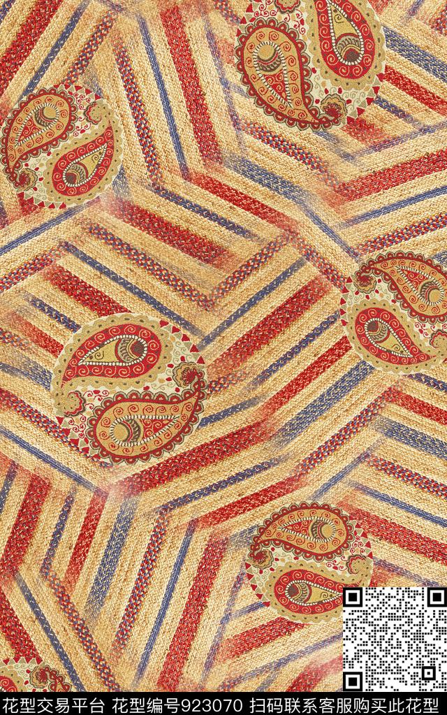 几何民族风复古数码印花华亿平台下载（图片编号: 923070） - 瓦栏（Walan）