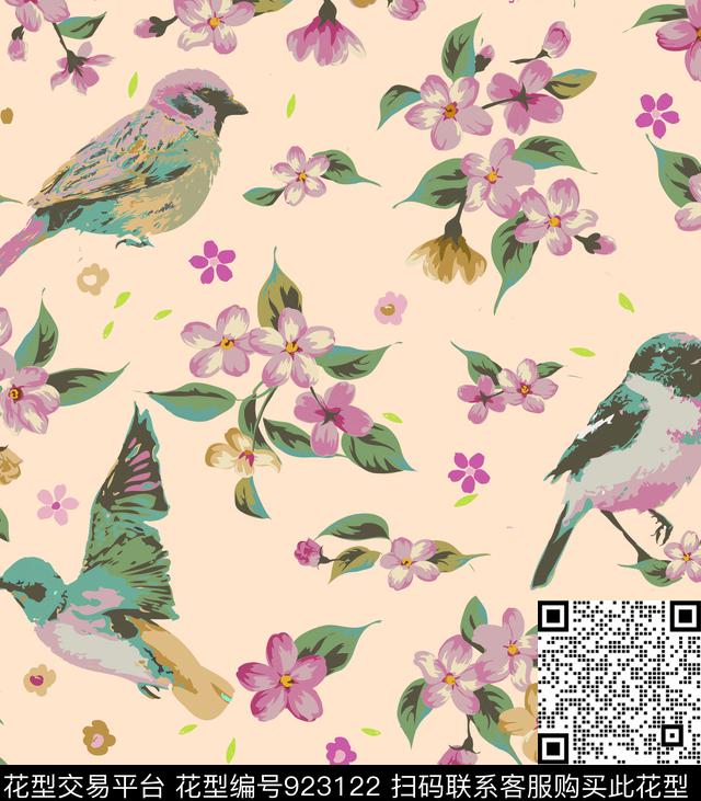花卉民族风植物数码印花华亿平台下载（图片编号: 923122） - 瓦栏（Walan）