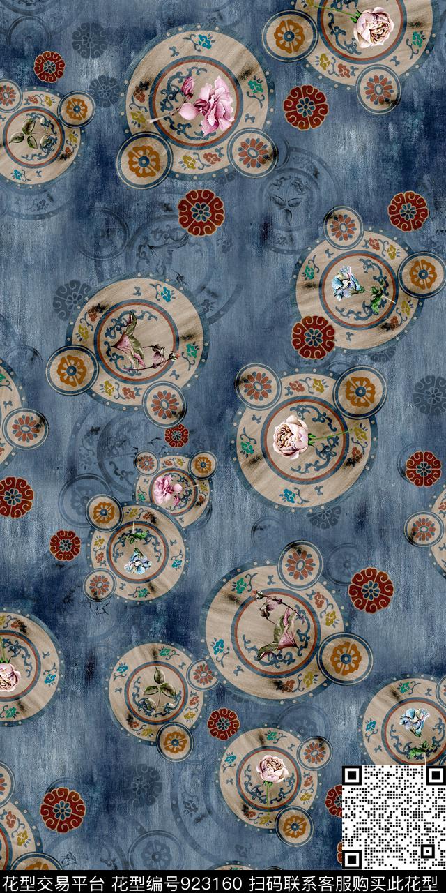 几何花卉3D立体数码印花华亿平台下载（图片编号: 923160） - 瓦栏（Walan）