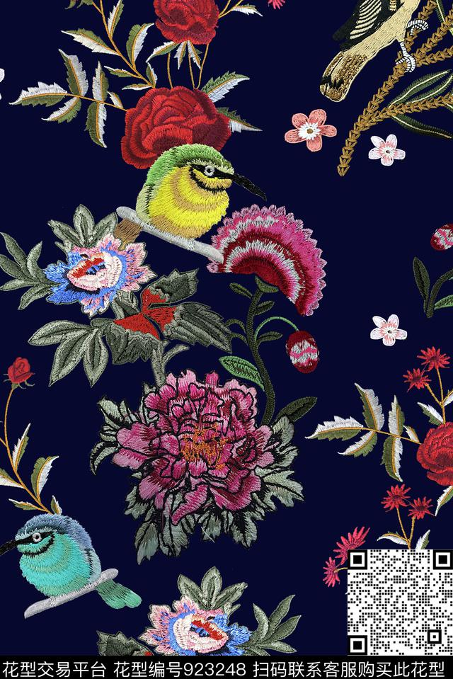 花卉花鸟绣花华亿平台数码印花华亿平台下载（图片编号: 923248） - 瓦栏（Walan）