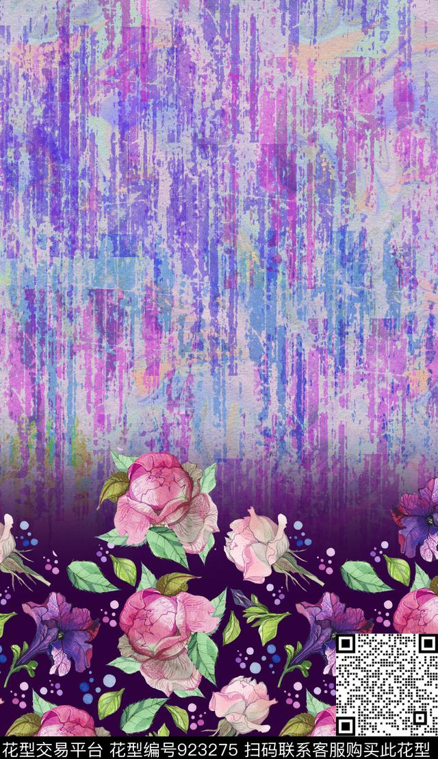 大花中老年定位花数码印花华亿平台下载（图片编号: 923275） - 瓦栏（Walan）