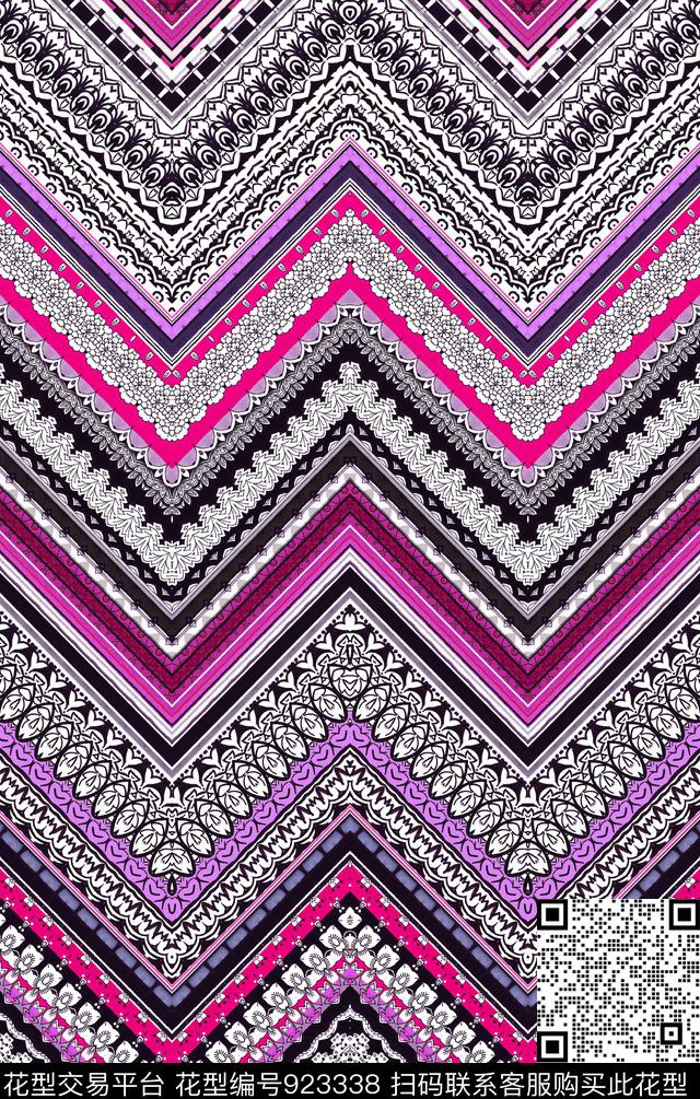 民族风几何复古数码印花华亿平台下载（图片编号: 923338） - 瓦栏（Walan）