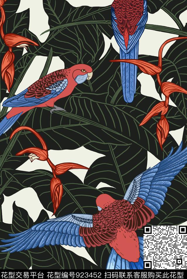 创意鸟大牌风数码印花华亿平台下载（图片编号: 923452） - 瓦栏（Walan）