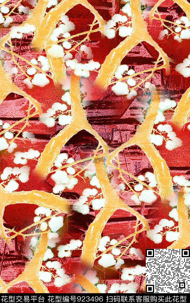 水彩花卉小碎花中国风数码印花华亿平台下载（图片编号: 923496） - 瓦栏（Walan）