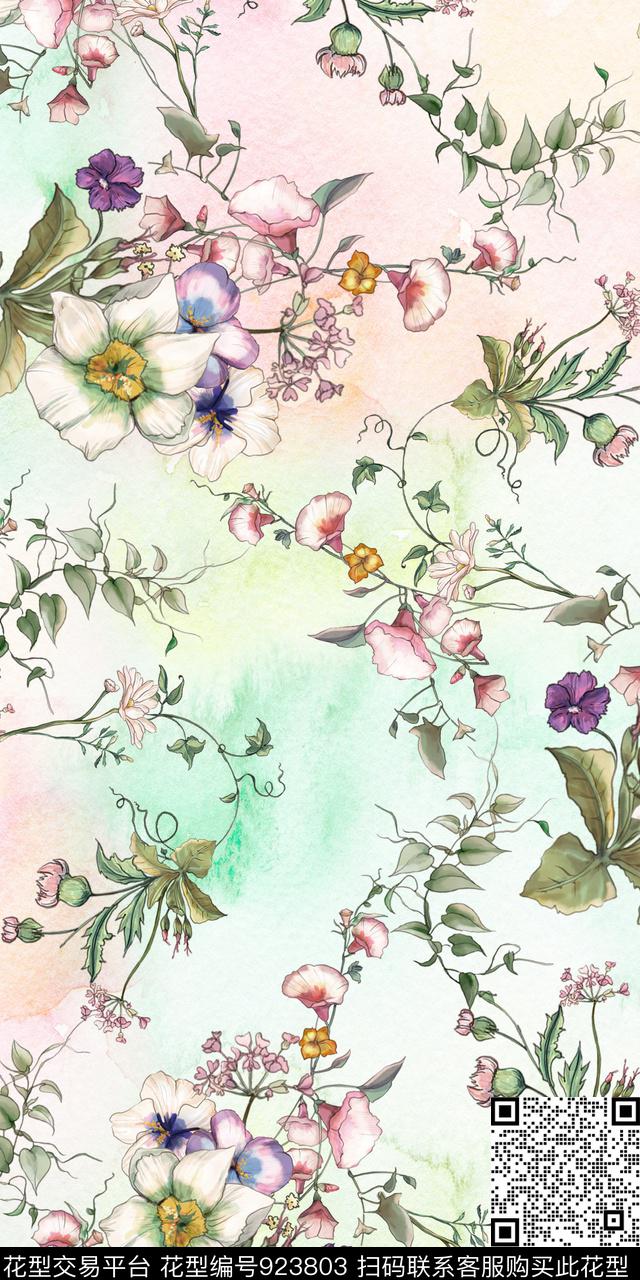 花卉小碎花3D立体数码印花华亿平台下载（图片编号: 923803） - 瓦栏（Walan）