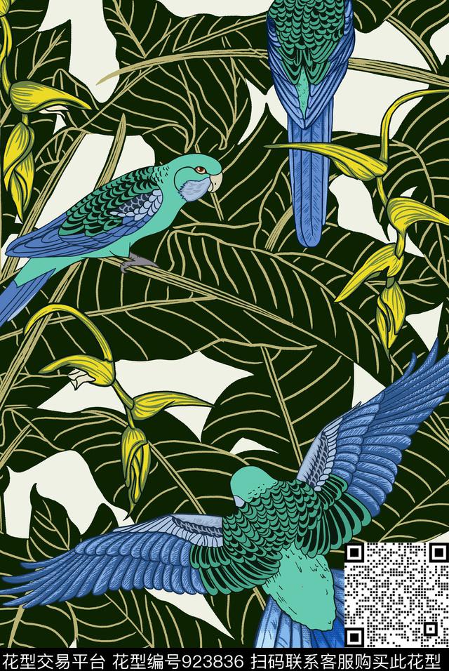 创意鸟大牌风数码印花华亿平台下载（图片编号: 923836） - 瓦栏（Walan）