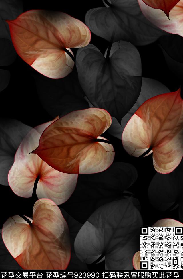 潮牌复古绿植树叶数码印花华亿平台下载（图片编号: 923990） - 瓦栏（Walan）