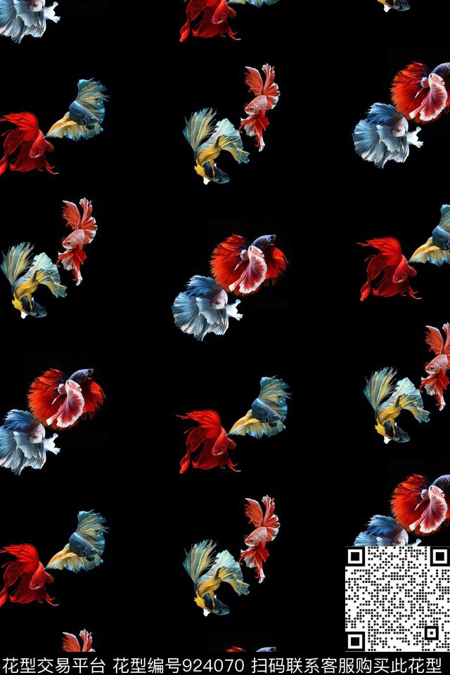 动物鱼斗鱼数码印花华亿平台下载（图片编号: 924070） - 瓦栏（Walan）