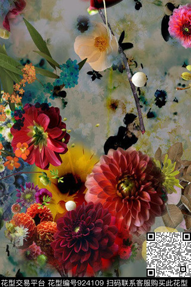 趣味卡通绿植树叶数码印花华亿平台下载（图片编号: 924109） - 瓦栏（Walan）