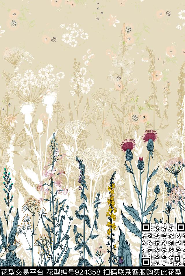 数码华亿平台连衣裙定位花数码印花华亿平台下载（图片编号: 924358） - 瓦栏（Walan）