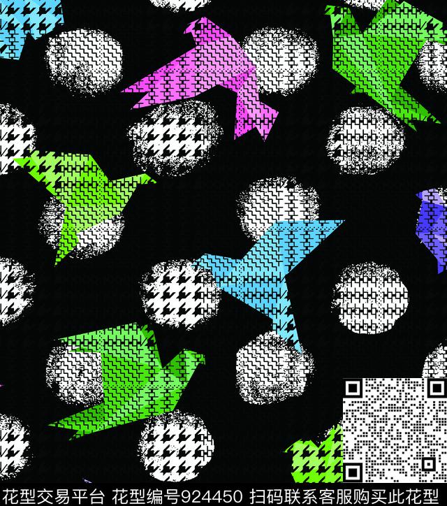 数码华亿平台波点千鸟格数码印花华亿平台下载（图片编号: 924450） - 瓦栏（Walan）