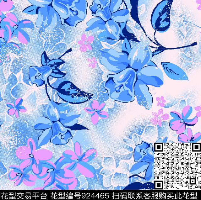 小碎花数码华亿平台手绘玫瑰数码印花华亿平台下载（图片编号: 924465） - 瓦栏（Walan）