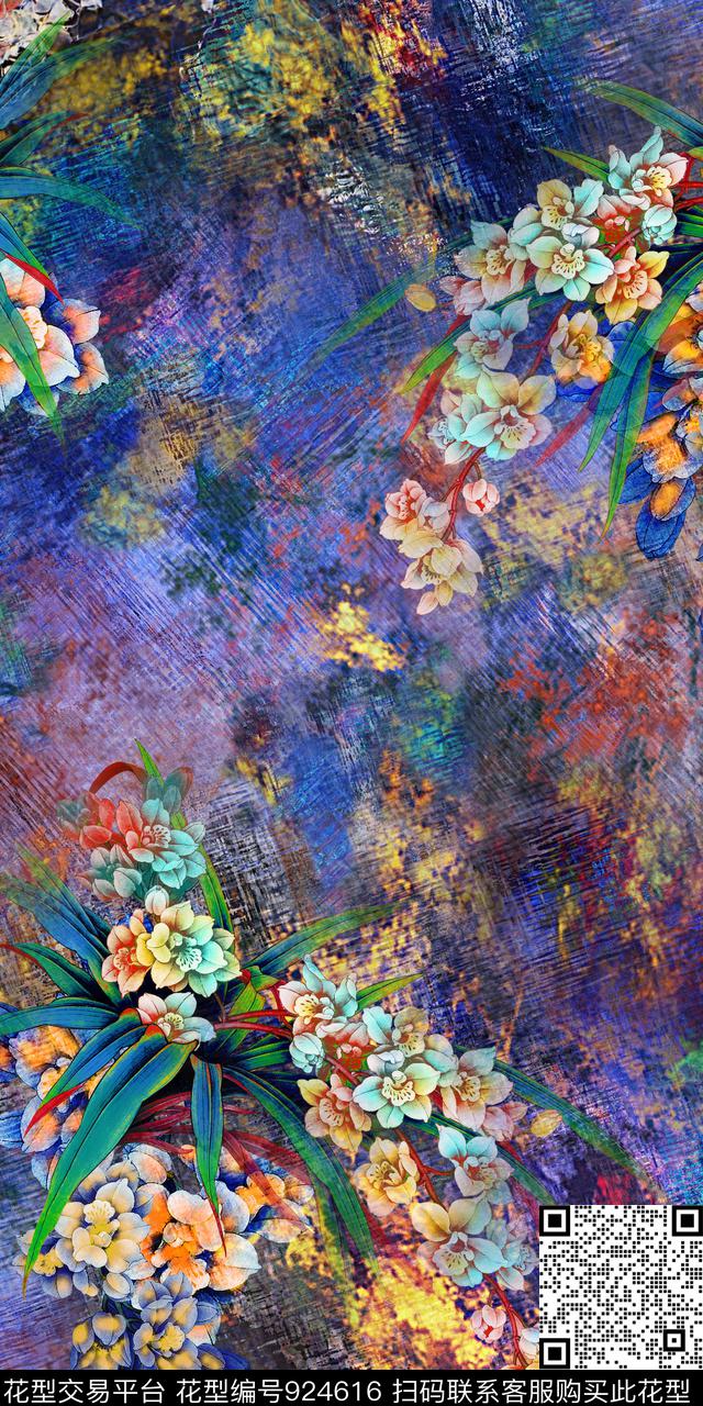 老年花炫彩数码印花华亿平台下载（图片编号: 924616） - 瓦栏（Walan）