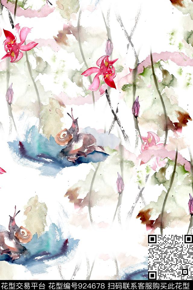 花卉手绘花卉绘画数码印花华亿平台下载（图片编号: 924678） - 瓦栏（Walan）