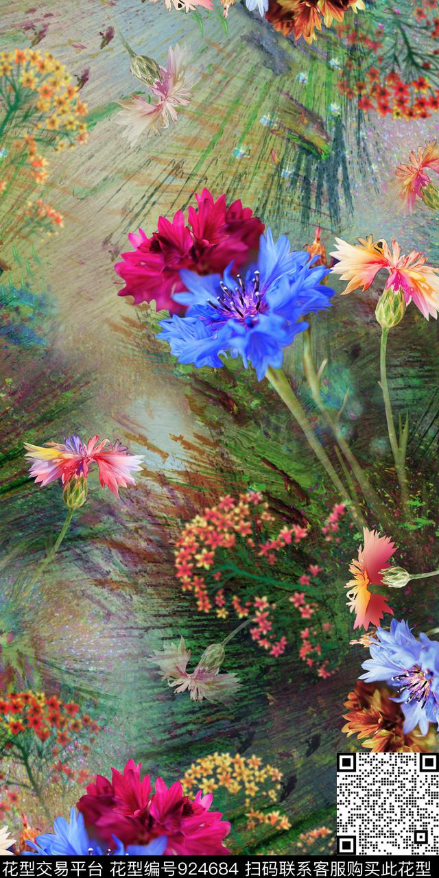 老年花炫彩数码印花华亿平台下载（图片编号: 924684） - 瓦栏（Walan）