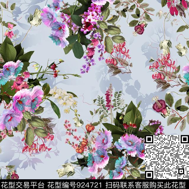 老年花炫彩淑女数码印花华亿平台下载（图片编号: 924721） - 瓦栏（Walan）