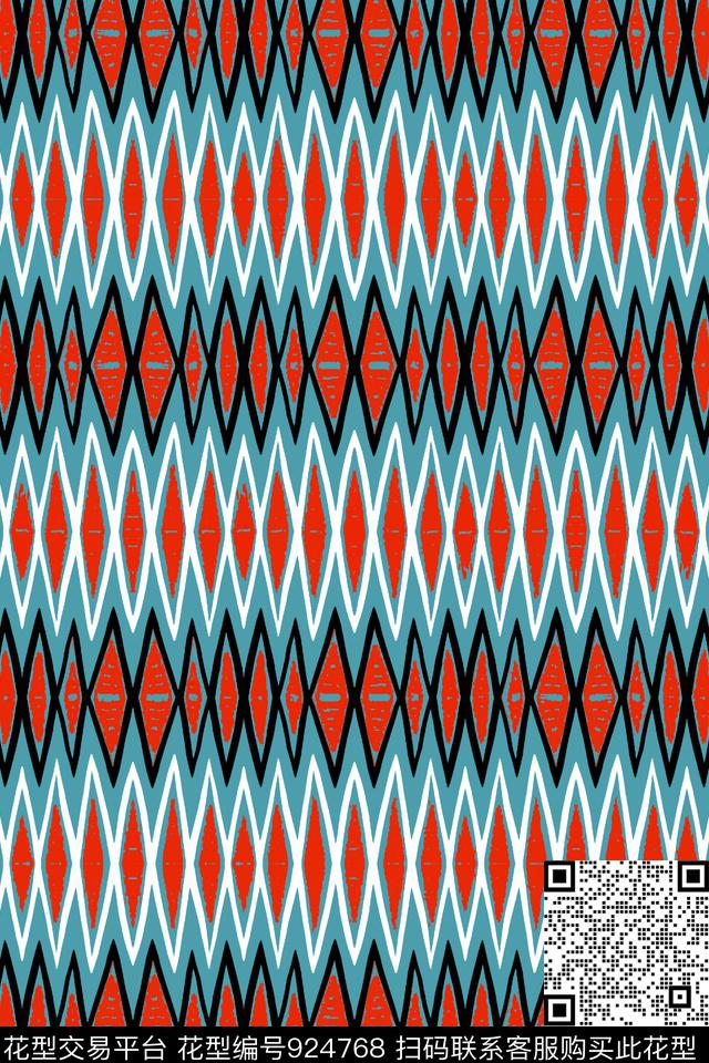菱形色块色块条纹块面条纹传统印花华亿平台下载（图片编号: 924768） - 瓦栏（Walan）