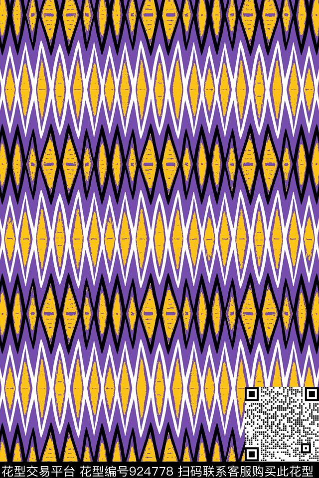 菱形色块色块条纹块面条纹传统印花华亿平台下载（图片编号: 924778） - 瓦栏（Walan）