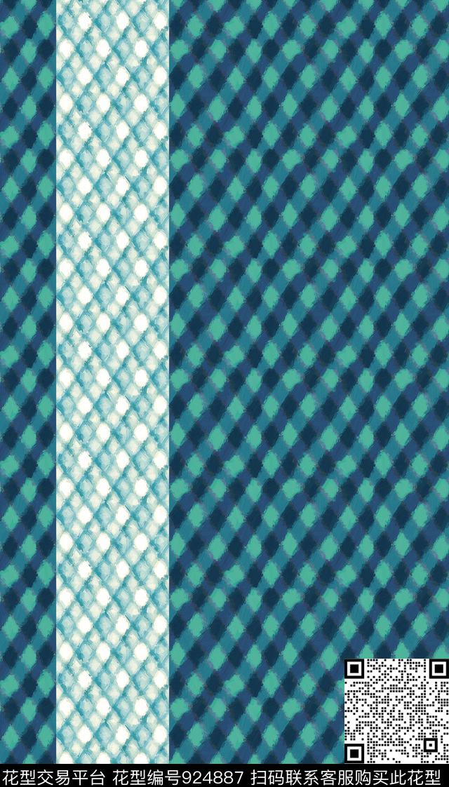 笔触格子几何数码印花华亿平台下载（图片编号: 924887） - 瓦栏（Walan）