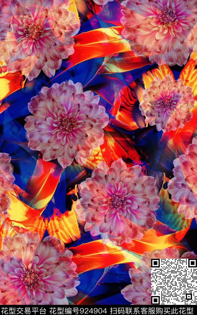 花卉数码华亿平台数码印花华亿平台下载（图片编号: 924904） - 瓦栏（Walan）