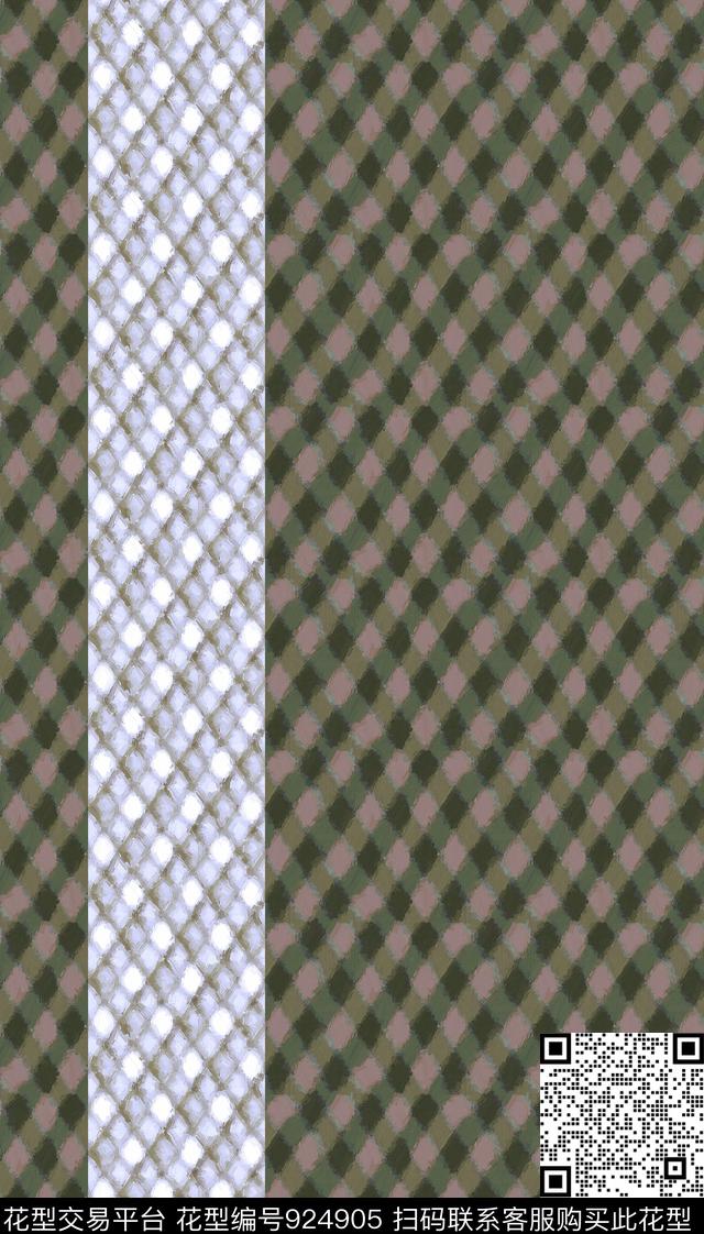 笔触格子几何数码印花华亿平台下载（图片编号: 924905） - 瓦栏（Walan）
