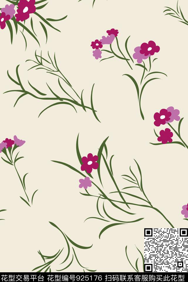 花卉淑女小碎花传统印花华亿平台下载（图片编号: 925176） - 瓦栏（Walan）
