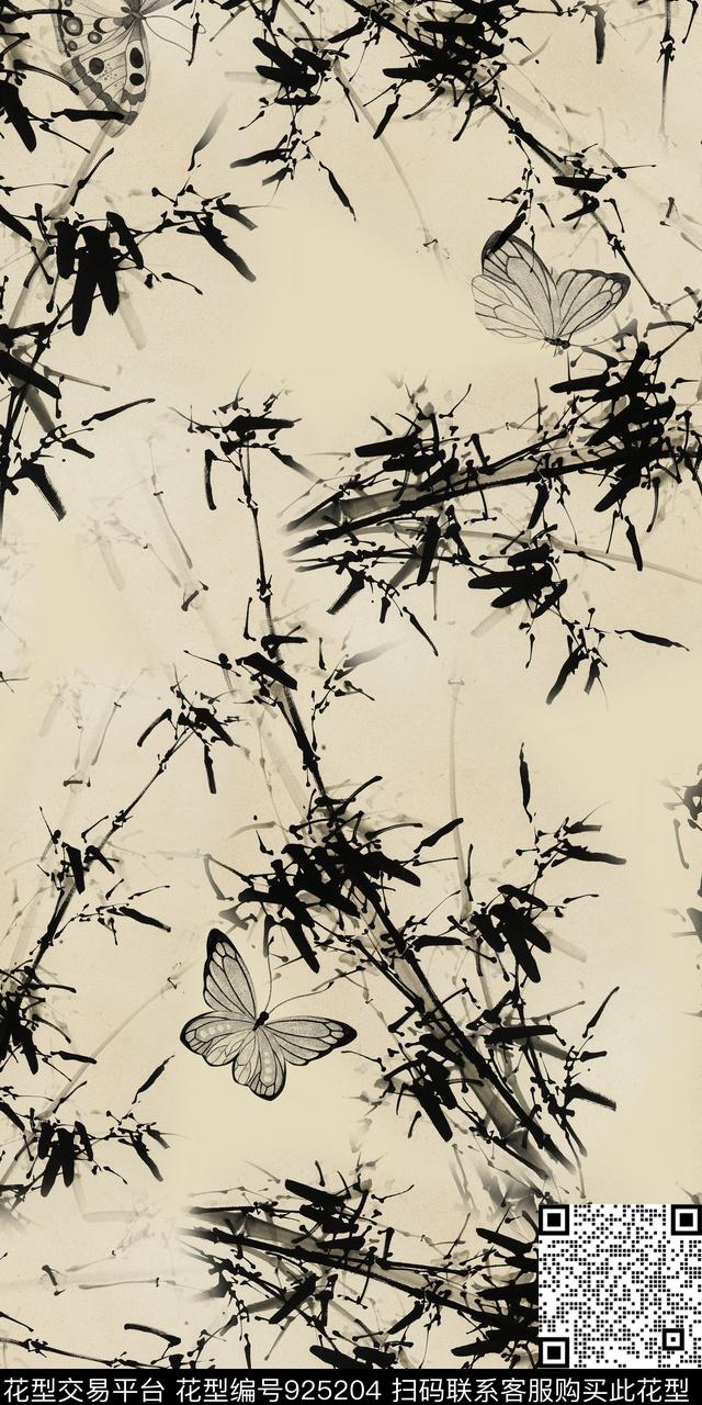 竹子3D立体中国风数码印花华亿平台下载（图片编号: 925204） - 瓦栏（Walan）