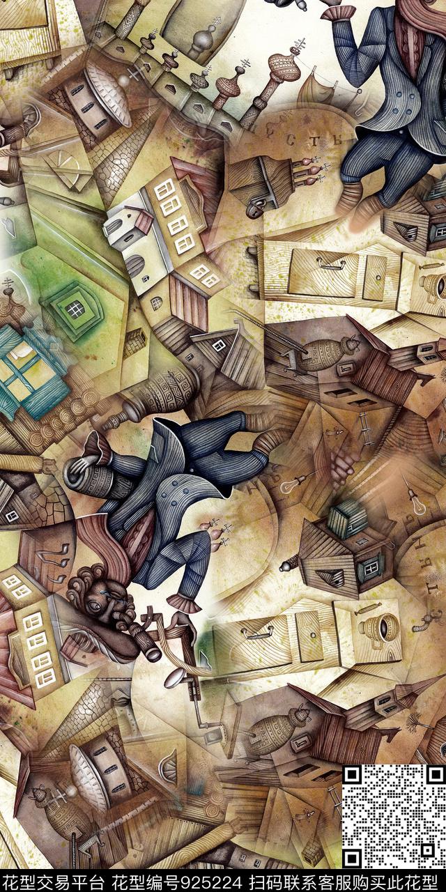 几何抽象3D立体数码印花华亿平台下载（图片编号: 925224） - 瓦栏（Walan）