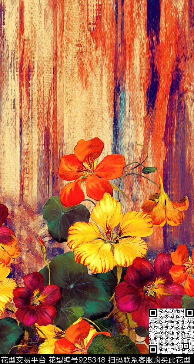 花卉定位花大花数码印花华亿平台下载（图片编号: 925348） - 瓦栏（Walan）