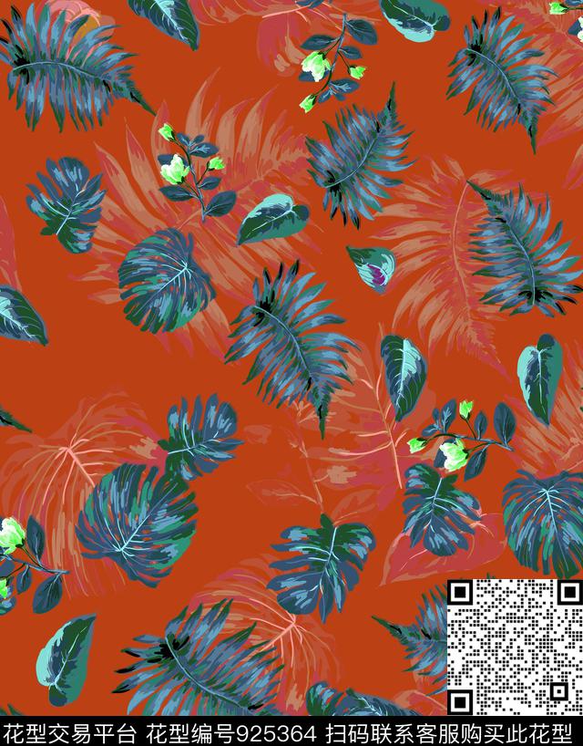 数码华亿平台女装绿植树叶数码印花华亿平台下载（图片编号: 925364） - 瓦栏（Walan）