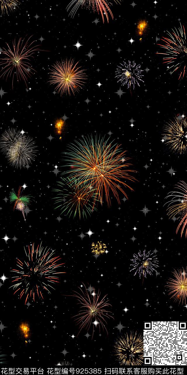 烟花烟花星星星空Fei-女装数码印花华亿平台下载（图片编号: 925385） - 瓦栏（Walan）