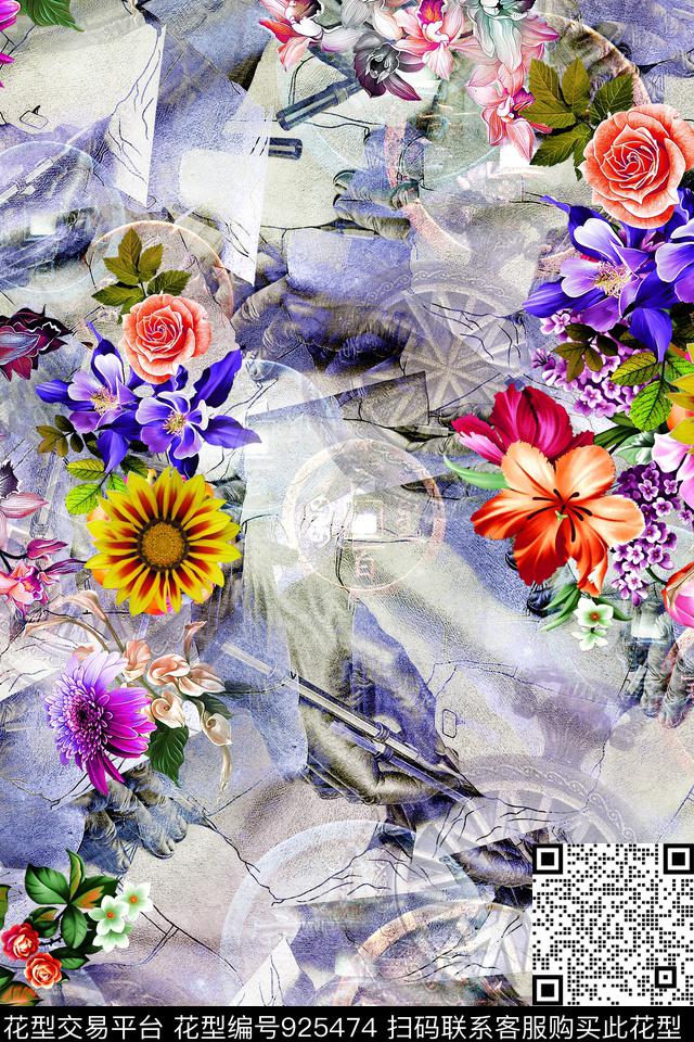 花卉素雅小碎花数码印花华亿平台下载（图片编号: 925474） - 瓦栏（Walan）
