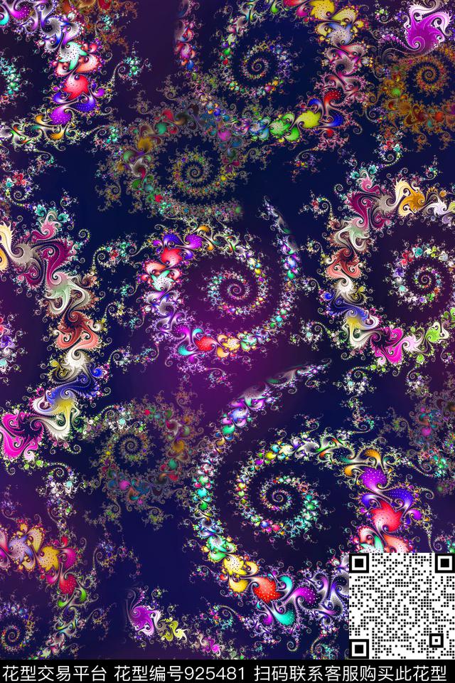 抽象旋涡分型艺术数码印花华亿平台下载（图片编号: 925481） - 瓦栏（Walan）