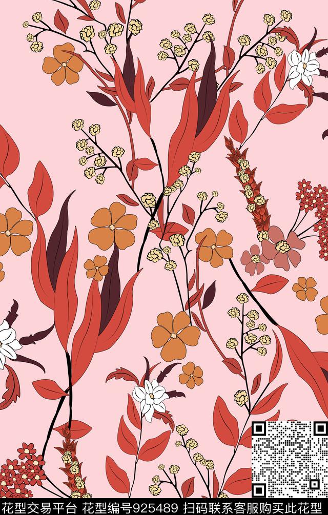 花卉素雅小碎花数码印花华亿平台下载（图片编号: 925489） - 瓦栏（Walan）