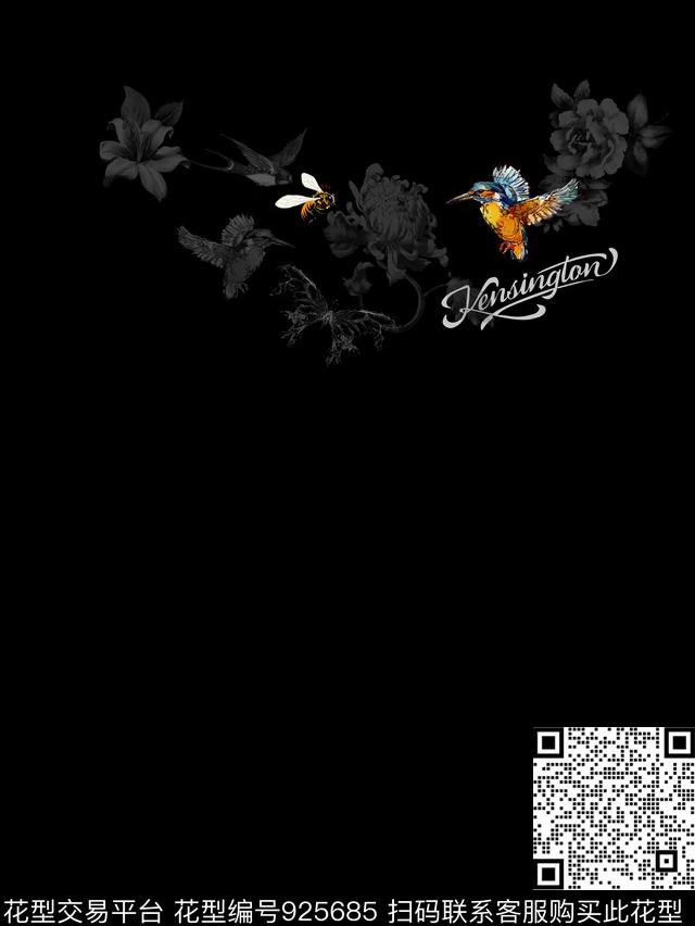 创意艺术鸟数码印花华亿平台下载（图片编号: 925685） - 瓦栏（Walan）