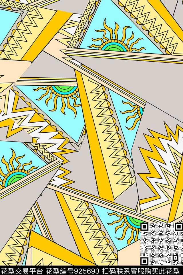 民族风几何复古传统印花华亿平台下载（图片编号: 925693） - 瓦栏（Walan）