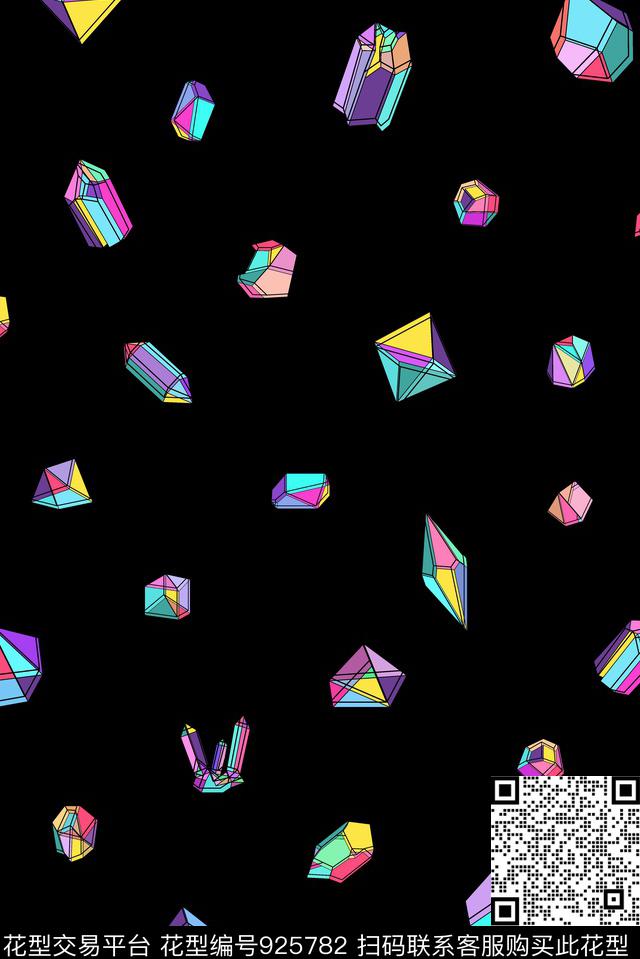 年轻女性六边形几何花卉数码印花华亿平台下载（图片编号: 925782） - 瓦栏（Walan）