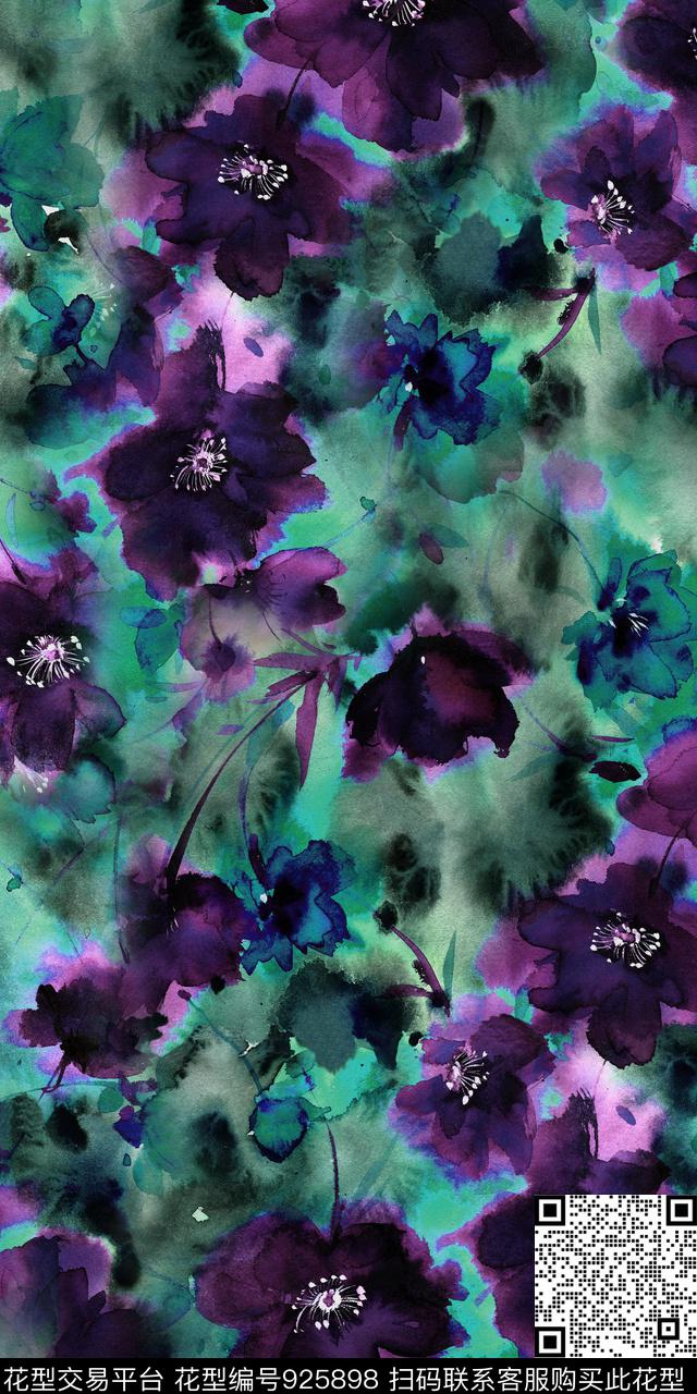 民族风抽象花卉小碎花数码印花华亿平台下载（图片编号: 925898） - 瓦栏（Walan）